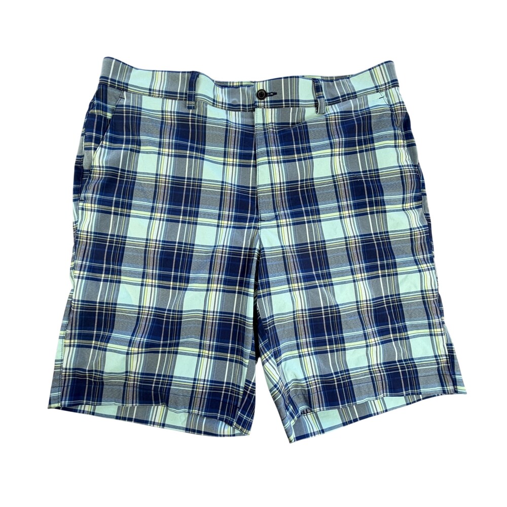 Jack Nicklaus Shorts Mens 36x9 Blue Plaid Microfiber Golf Stretch Pockets